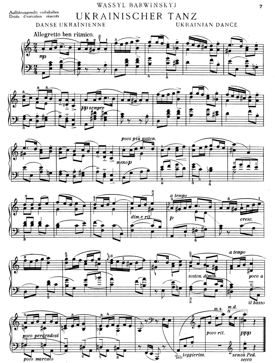 Vasyl Barvinsky Ukrainian pieces piano sheet music Pianorarescores