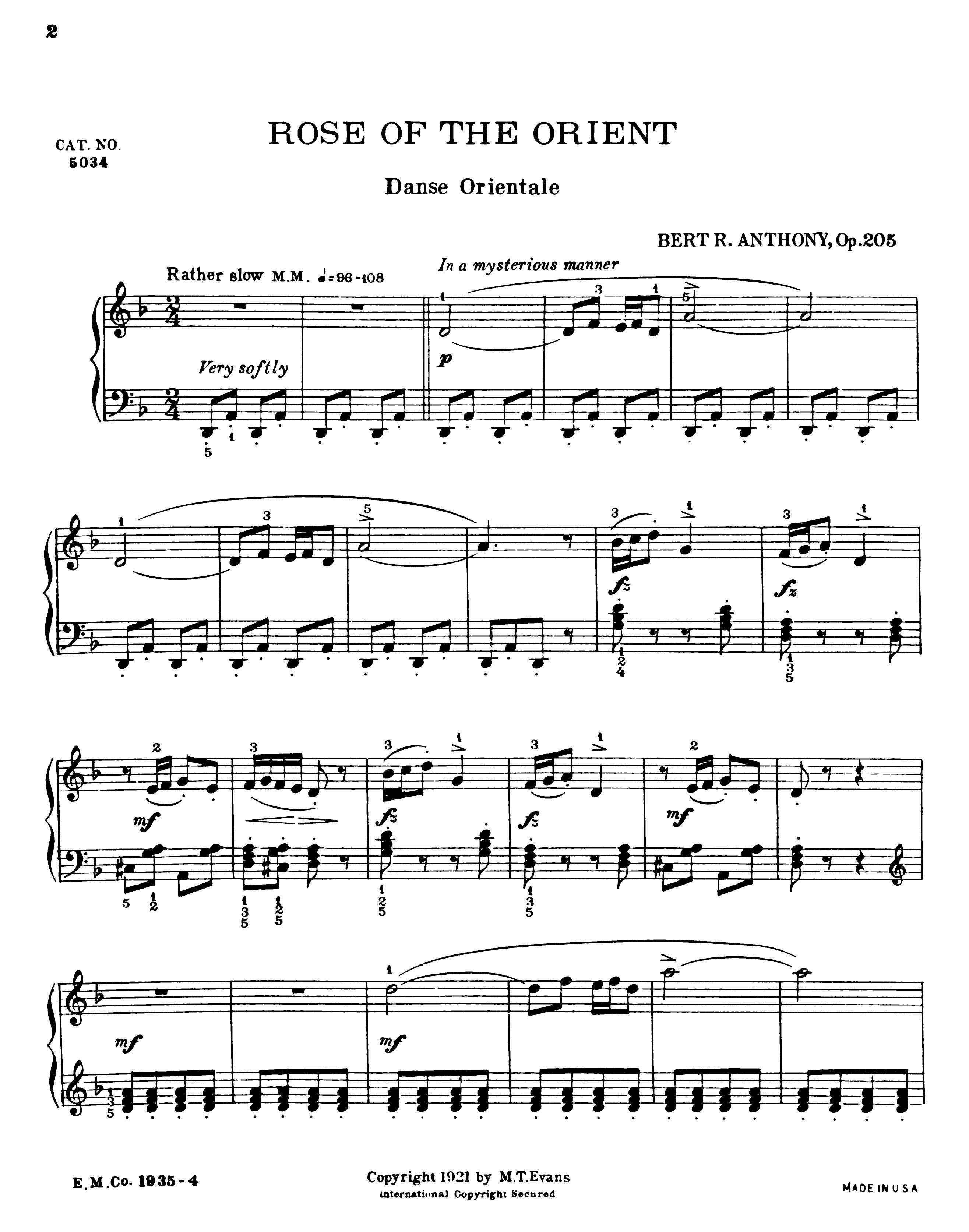 Anthony Bert R. - Rose of the Orient Op.205-1