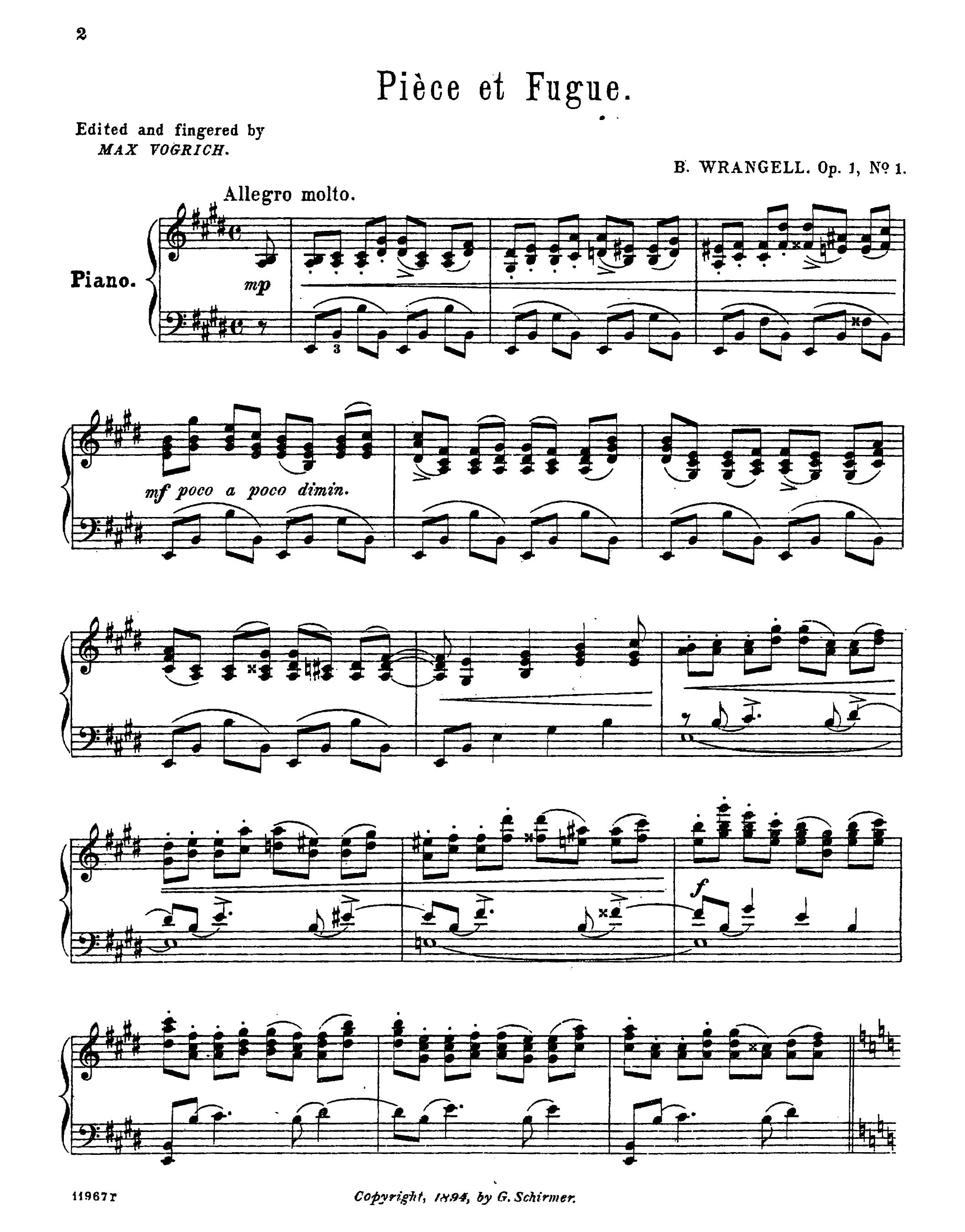 Wrangel - Six Morceaux Op.1 No.1 Piece et Fugue-1