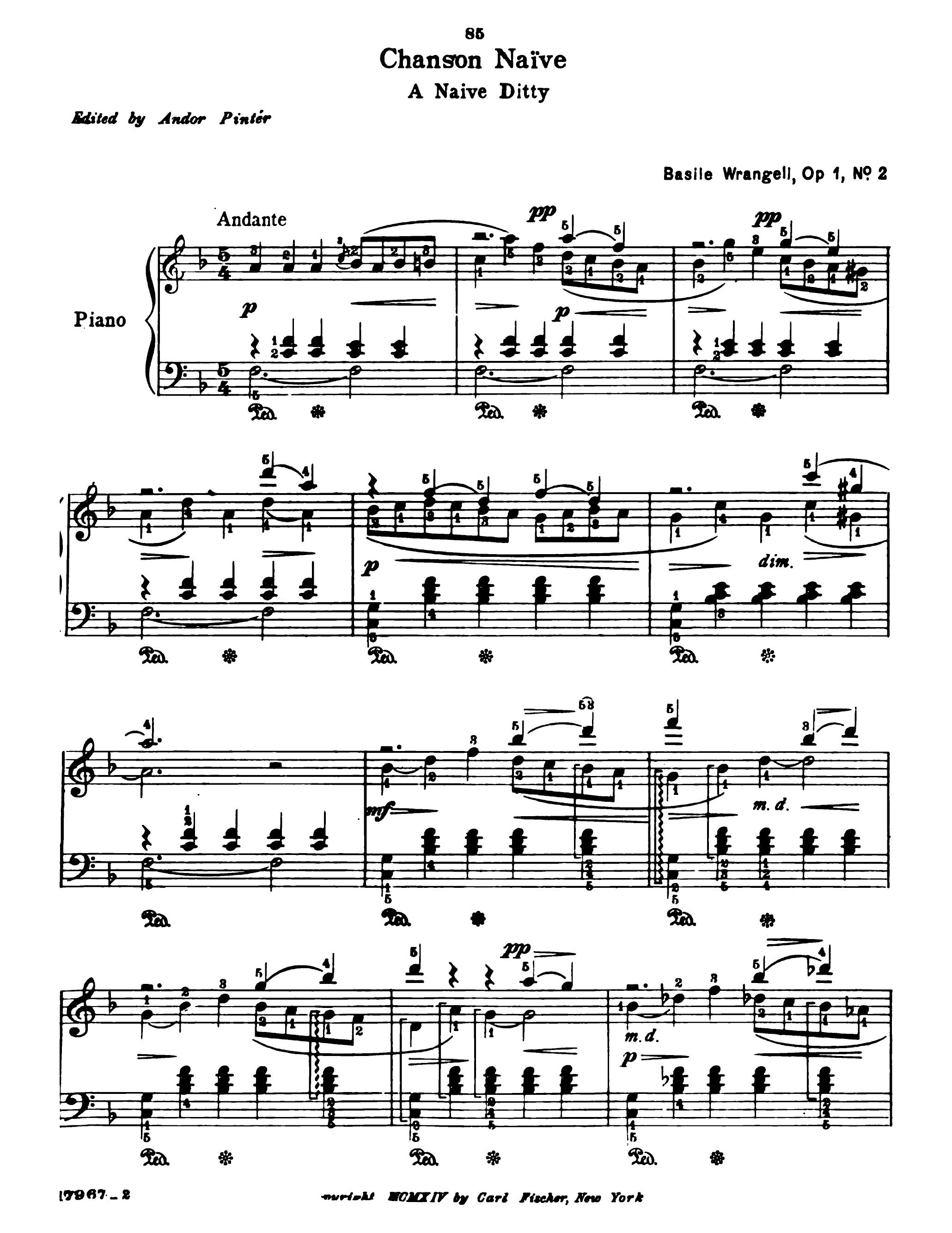 Wrangel - Six Morceaux Op.1 No.2 Chanson naive-1