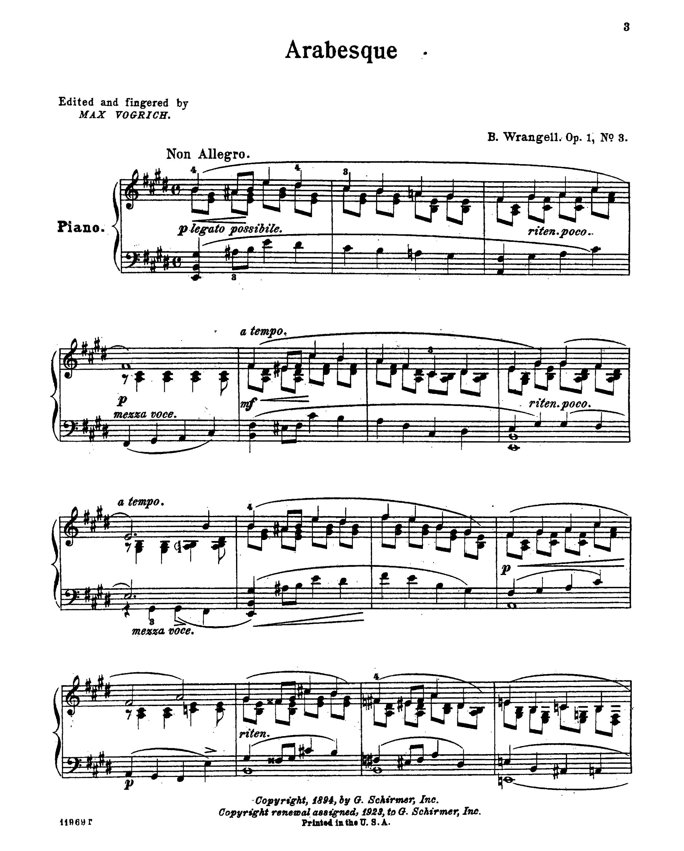 Wrangel - Six Morceaux Op.1 No.3 Arabesque-1