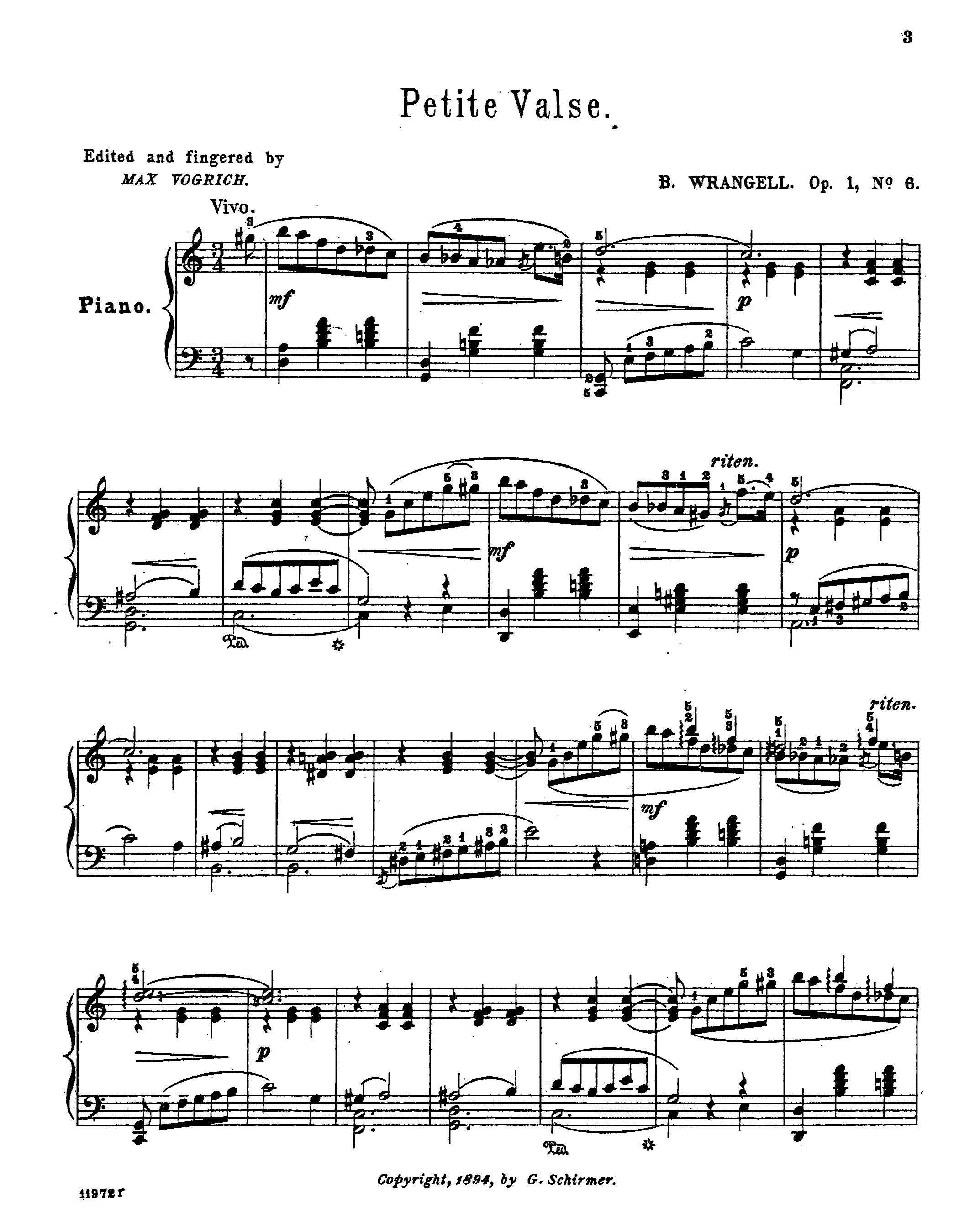 Wrangel - Six Morceaux Op.1 No.6 Petite Valse-1